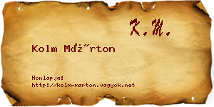 Kolm Márton névjegykártya