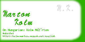 marton kolm business card